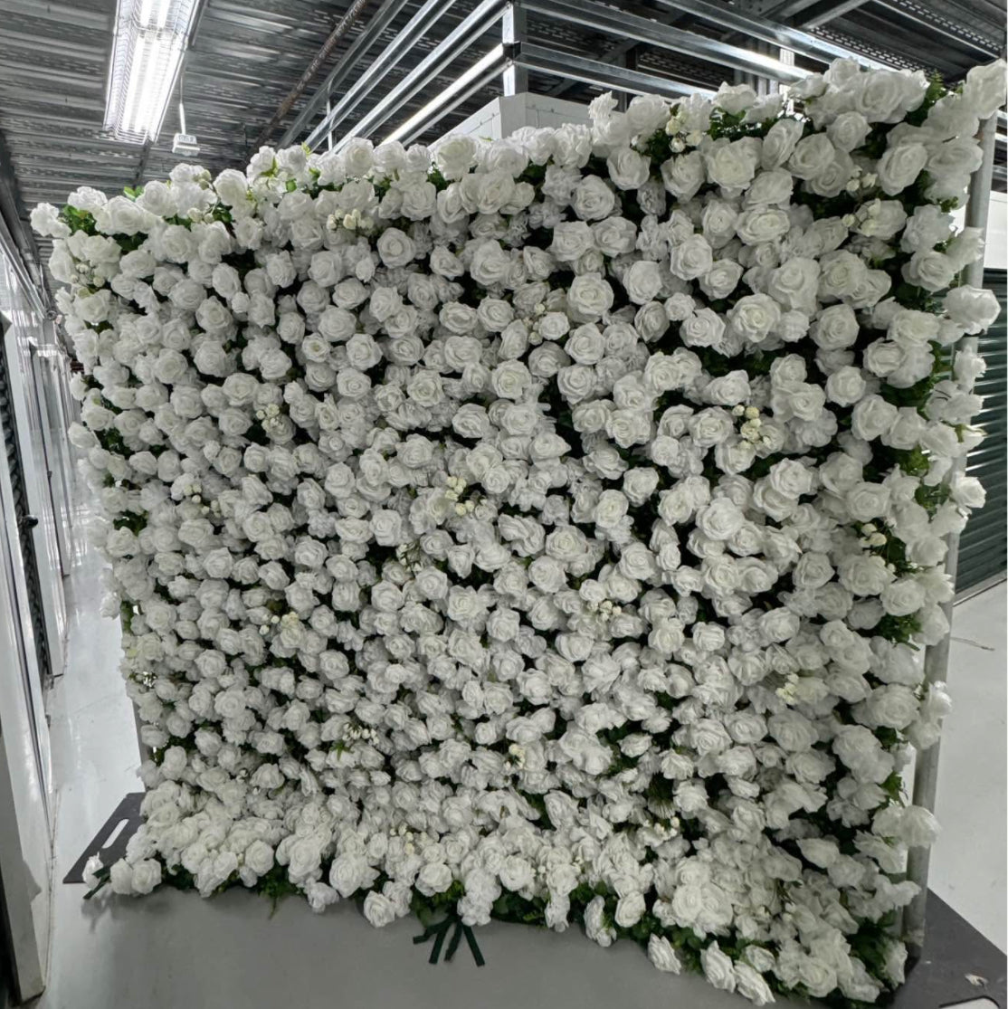 Luxury White Rose Flower Wall Rental